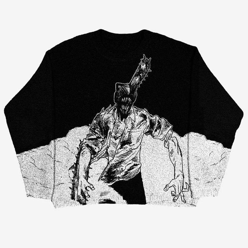 Denji Chainsaw Man Anime Sweater Vintage Punk Style Spring Sweater Unisex