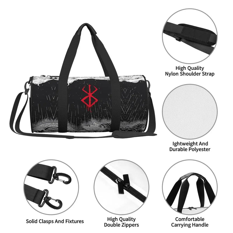 Japan Anime Bereserk Gym Bag Fashion Unisex Street Waterproof Sports Bags Large Capacity Travel Handbag Novelty Fitness Bag