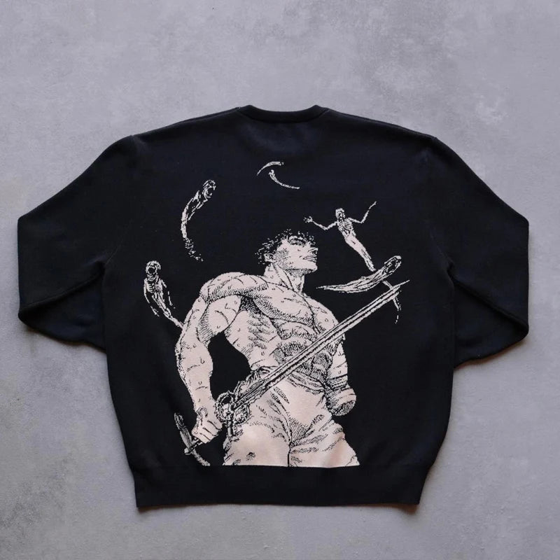 Guts Berserk Anime Sweater Vintage Retro Pullover Clothes Unisex