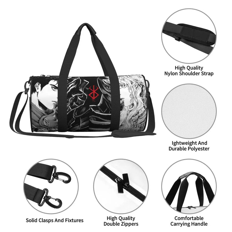 Japan Anime Bereserk Gym Bag Fashion Unisex Street Waterproof Sports Bags Large Capacity Travel Handbag Novelty Fitness Bag